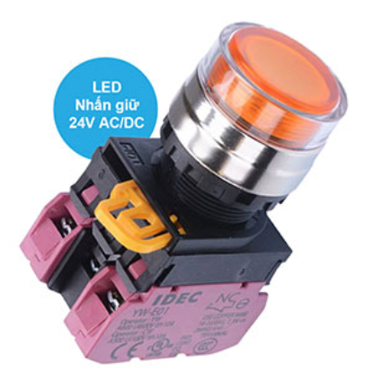 Ảnh của Nút nhấn giữ có đèn IDEC YW4L-AF2E02Q4A 24VAC/DC D22 2NC (Hổ phách)