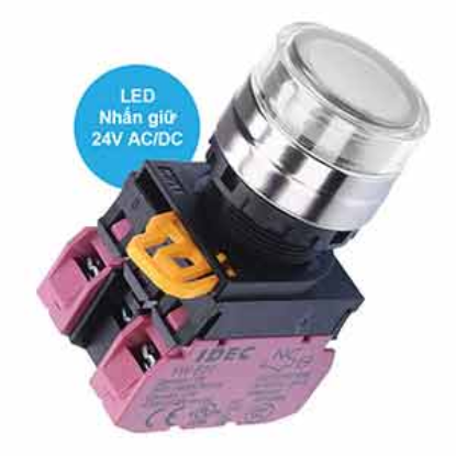 Ảnh của Nút nhấn giữ có đèn IDEC YW4L-AF2E02Q4W 24VAC/DC D22 2NC (Trắng)