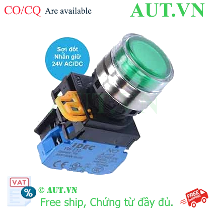 Ảnh của Nút nhấn giữ có đèn IDEC YW4L-AF2E10Q7G 24VAC/DC D22 1NO (Xanh)