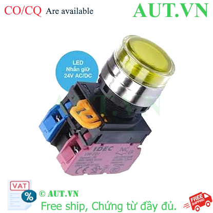 Ảnh của Nút nhấn giữ có đèn IDEC YW4L-AF2E11Q4Y 24VAC/DC D22 1NO+1NC (Vàng)