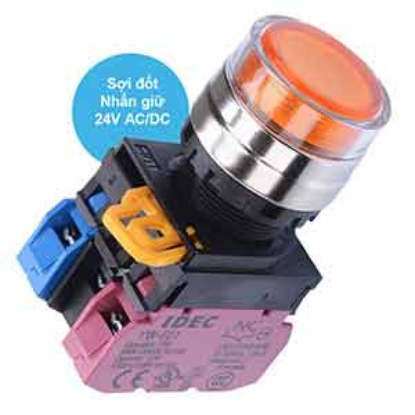 Ảnh của Nút nhấn giữ có đèn IDEC YW4L-AF2E11Q7A 24VAC/DC D22 1NO+1NC (Hổ phách)