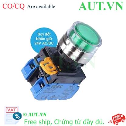 Ảnh của Nút nhấn giữ có đèn IDEC YW4L-AF2E20Q7G 24VAC/DC D22 2NO (Xanh)