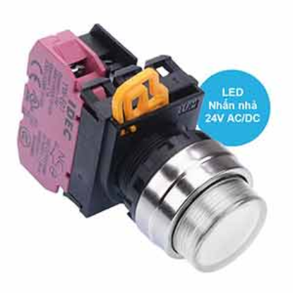 Ảnh của Nút nhấn nhả có đèn IDEC YW4L-M2E01Q4W 24VAC/DC D22 1NC (Trắng)