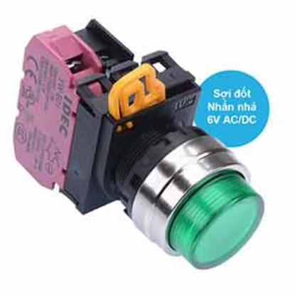Ảnh của Nút nhấn nhả có đèn IDEC YW4L-M2E01Q5G 6VAC/DC D22 1NC (Xanh)