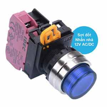 Ảnh của Nút nhấn nhả có đèn IDEC YW4L-M2E01Q6S 12VAC/DC D22 1NC (Xanh)
