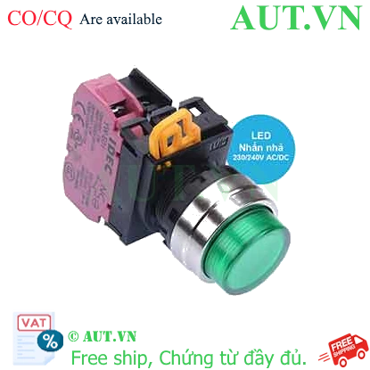 Ảnh của Nút nhấn nhả có đèn IDEC YW4L-M2E01QM3G 220VAC D22 1NC (Xanh)