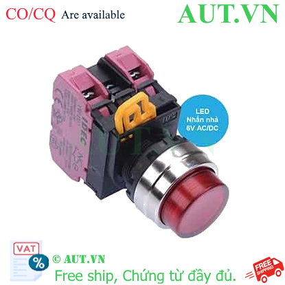 Ảnh của Nút nhấn nhả có đèn IDEC YW4L-M2E02Q2R 6VAC/DC D22 2NC (Đỏ)