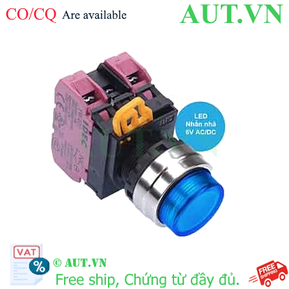 Ảnh của Nút nhấn nhả có đèn IDEC YW4L-M2E02Q2S 6VAC/DC D22 2NC (Xanh)