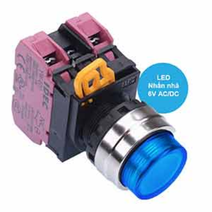 Ảnh của Nút nhấn nhả có đèn IDEC YW4L-M2E02Q2S 6VAC/DC D22 2NC (Xanh)