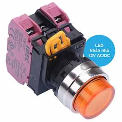 Ảnh của Nút nhấn nhả có đèn IDEC YW4L-M2E02Q3A 12VAC/DC D22 2NC (Hổ phách)