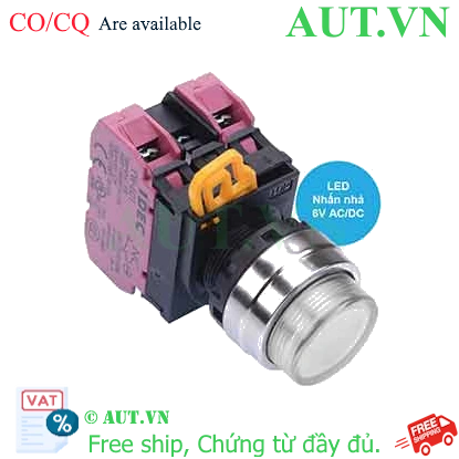 Ảnh của Nút nhấn nhả có đèn IDEC YW4L-M2E02Q2W 6VAC/DC D22 2NC (Trắng)