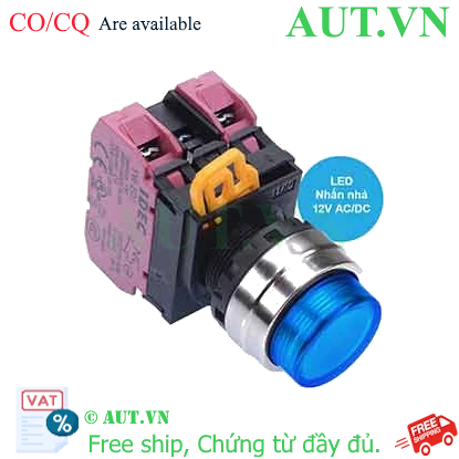 Ảnh của Nút nhấn nhả có đèn IDEC YW4L-M2E02Q3S 12VAC/DC D22 2NC (Xanh)
