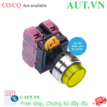 Ảnh của Nút nhấn nhả có đèn IDEC YW4L-M2E02Q5Y 6VAC/DC D22 2NC (Vàng)