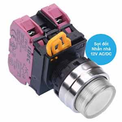 Ảnh của Nút nhấn nhả có đèn IDEC YW4L-M2E02Q6W 12VAC/DC D22 2NC (Trắng)