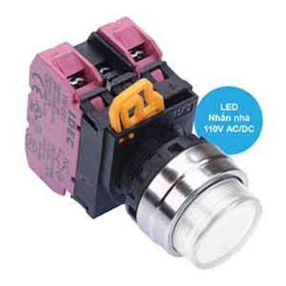 Ảnh của Nút nhấn nhả có đèn IDEC YW4L-M2E02QHPW 110VAC D22 2NC (Trắng)