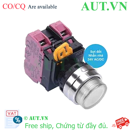 Ảnh của Nút nhấn nhả có đèn IDEC YW4L-M2E02Q7W 24VAC/DC D22 2NC (Trắng)