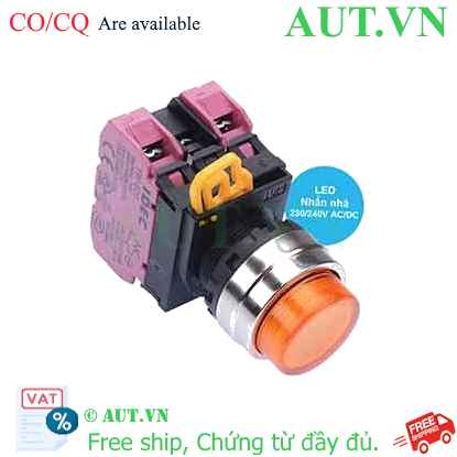 Ảnh của Nút nhấn nhả có đèn IDEC YW4L-M2E02QM3A 220VAC D22 2NC (Hổ phách)