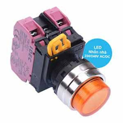 Ảnh của Nút nhấn nhả có đèn IDEC YW4L-M2E02QM3A 220VAC D22 2NC (Hổ phách)