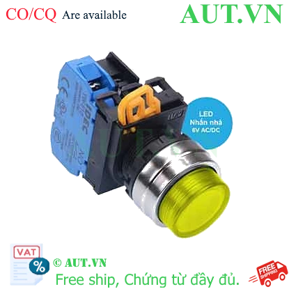 Ảnh của Nút nhấn nhả có đèn IDEC YW4L-M2E10Q2Y 6VAC/DC D22 1NO (Vàng)