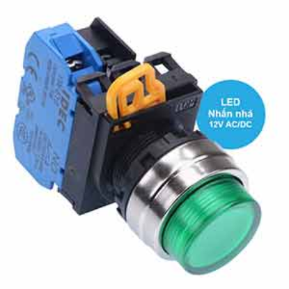 Ảnh của Nút nhấn nhả có đèn IDEC YW4L-M2E10Q3G 12VAC/DC D22 1NO (Xanh)