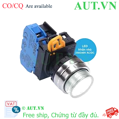 Ảnh của Nút nhấn nhả có đèn IDEC YW4L-M2E10QM3PW 220VAC D22 1NO (Trắng)