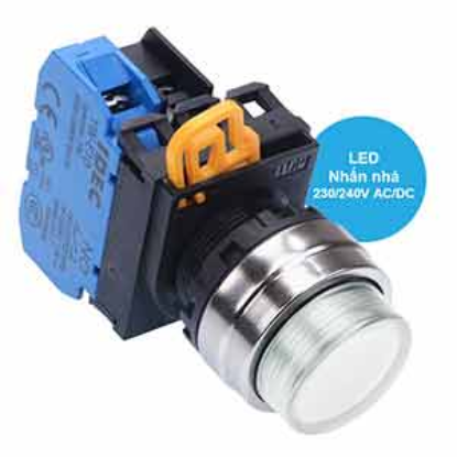Ảnh của Nút nhấn nhả có đèn IDEC YW4L-M2E10QM3PW 220VAC D22 1NO (Trắng)