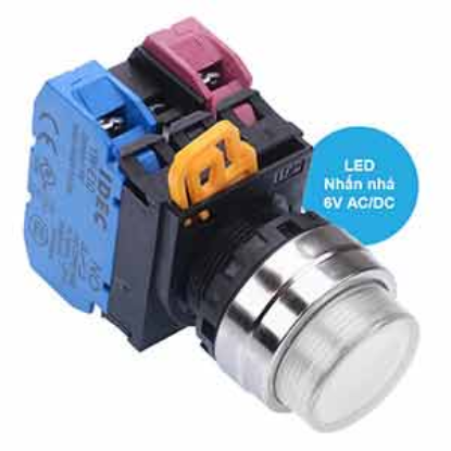 Ảnh của Nút nhấn nhả có đèn IDEC YW4L-M2E11Q2PW 6VAC/DC D22 1NO+1NC (Trắng)