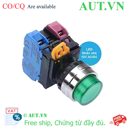 Ảnh của Nút nhấn nhả có đèn IDEC YW4L-M2E11Q3G 12VAC/DC D22 1NO+1NC (Xanh)