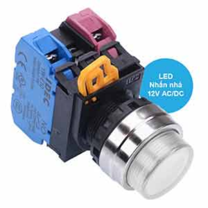 Ảnh của Nút nhấn nhả có đèn IDEC YW4L-M2E11Q3PW 12VAC/DC D22 1NO+1NC (Trắng)