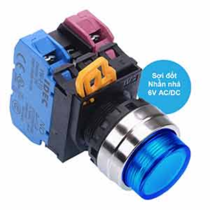 Ảnh của Nút nhấn nhả có đèn IDEC YW4L-M2E11Q5S 6VAC/DC D22 1NO+1NC (Xanh)