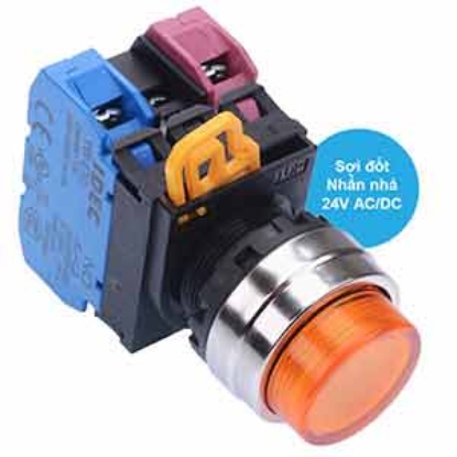 Ảnh của Nút nhấn nhả có đèn IDEC YW4L-M2E11Q7A 24VAC/DC D22 1NO+1NC (Hổ phách)