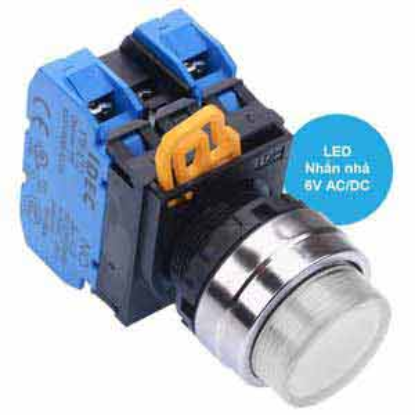 Ảnh của Nút nhấn nhả có đèn IDEC YW4L-M2E20Q2PW 6VAC/DC D22 2NO (Trắng)