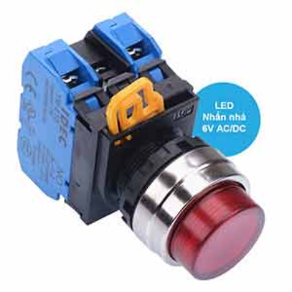 Ảnh của Nút nhấn nhả có đèn IDEC YW4L-M2E20Q2R 6VAC/DC D22 2NO (Đỏ)