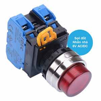 Ảnh của Nút nhấn nhả có đèn IDEC YW4L-M2E20Q5R 6VAC/DC D22 2NO (Đỏ)