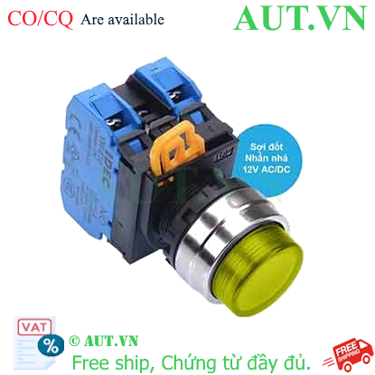 Ảnh của Nút nhấn nhả có đèn IDEC YW4L-M2E20Q6Y 12VAC/DC D22 2NO (Vàng)