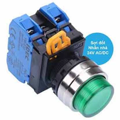 Ảnh của Nút nhấn nhả có đèn IDEC YW4L-M2E20Q7G 24VAC/DC D22 2NO (Xanh)