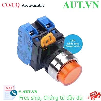 Ảnh của Nút nhấn nhả có đèn IDEC YW4L-M2E20QM3A 220VAC D22 2NO (Hổ phách)