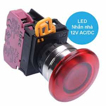 Ảnh của Nút nhấn nhả có đèn IDEC YW4L-M4E01Q3R 12VAC/DC D22 1NC (Đỏ)