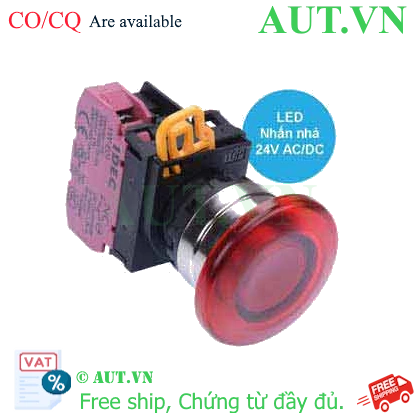 Ảnh của Nút nhấn nhả có đèn IDEC YW4L-M4E01Q4R 24VAC/DC D22 1NC (Đỏ)