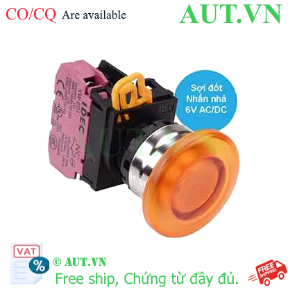 Ảnh của Nút nhấn nhả có đèn IDEC YW4L-M4E01Q5A 6VAC/DC D22 1NC (Hổ phách)