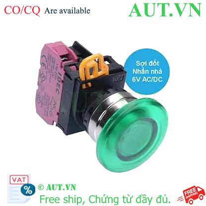 Ảnh của Nút nhấn nhả có đèn IDEC YW4L-M4E01Q5G 6VAC/DC D22 1NC (Xanh)