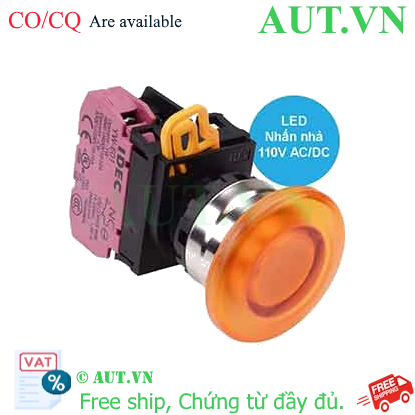 Ảnh của Nút nhấn nhả có đèn IDEC YW4L-M4E01QHA 110VAC D22 1NC (Hổ phách)