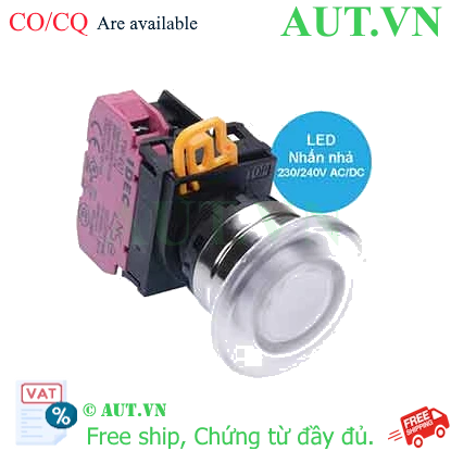 Ảnh của Nút nhấn nhả có đèn IDEC YW4L-M4E01QM3PW 220VAC D22 1NC (Trắng)