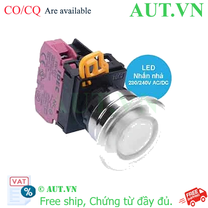 Ảnh của Nút nhấn nhả có đèn IDEC YW4L-M4E01QM3W 220VAC D22 1NC (Trắng)