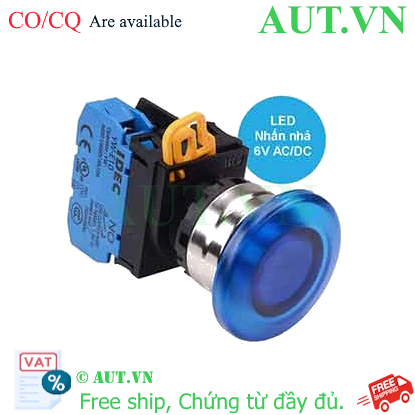 Ảnh của Nút nhấn nhả có đèn IDEC YW4L-M4E10Q2S 6VAC/DC D22 1NO (Xanh)