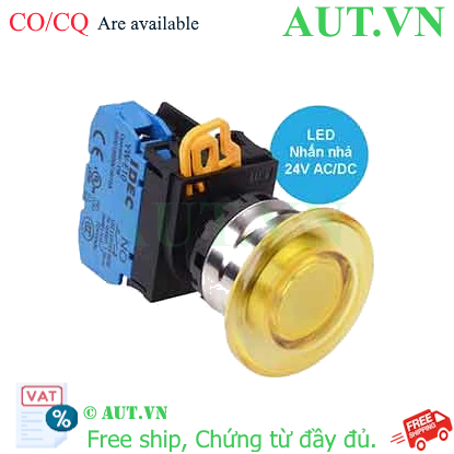 Ảnh của Nút nhấn nhả có đèn IDEC YW4L-M4E10Q4Y 24VAC/DC D22 1NO (Vàng)