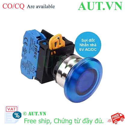 Ảnh của Nút nhấn nhả có đèn IDEC YW4L-M4E10Q5S 6VAC/DC D22 1NO (Xanh)