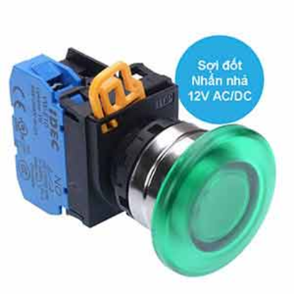 Ảnh của Nút nhấn nhả có đèn IDEC YW4L-M4E10Q6G 12VAC/DC D22 1NO (Xanh)