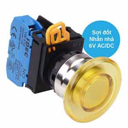 Ảnh của Nút nhấn nhả có đèn IDEC YW4L-M4E10Q5Y 6VAC/DC D22 1NO (Vàng)