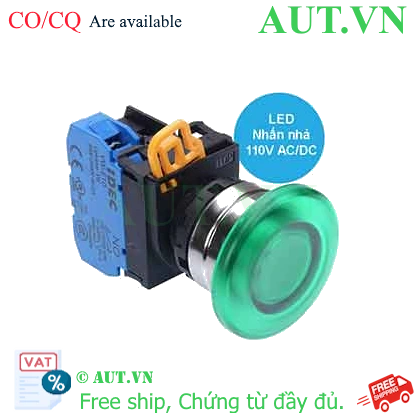 Ảnh của Nút nhấn nhả có đèn IDEC YW4L-M4E10QHG 110VAC D22 1NO (Xanh)